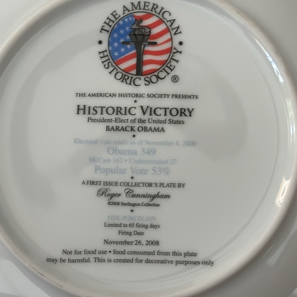 The American Historic Society President-Elect Barack Obama Collector Plate - Picture 5 of 5